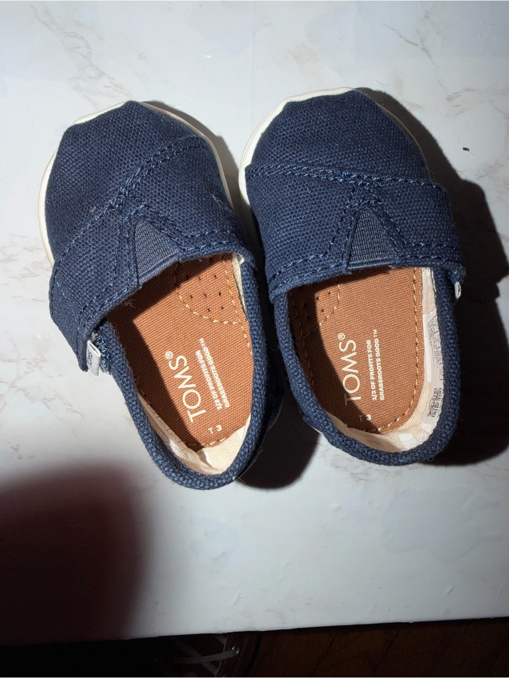 TOMS Navy Canvas Slip-On Walker Shoes for Kids